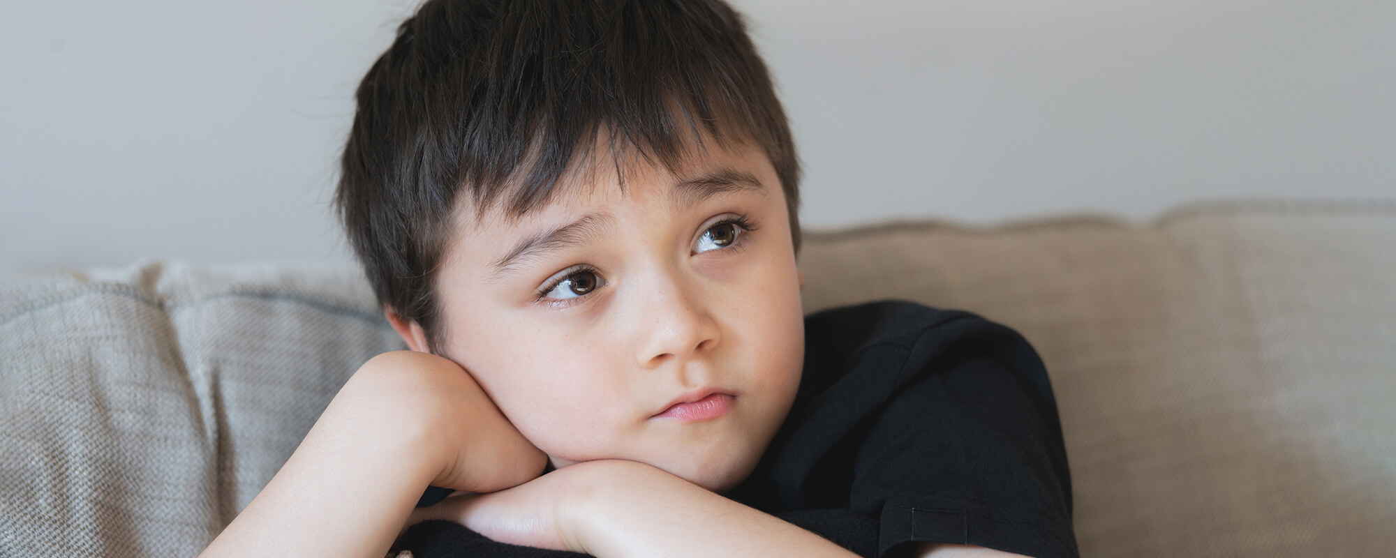 A boy looking up.